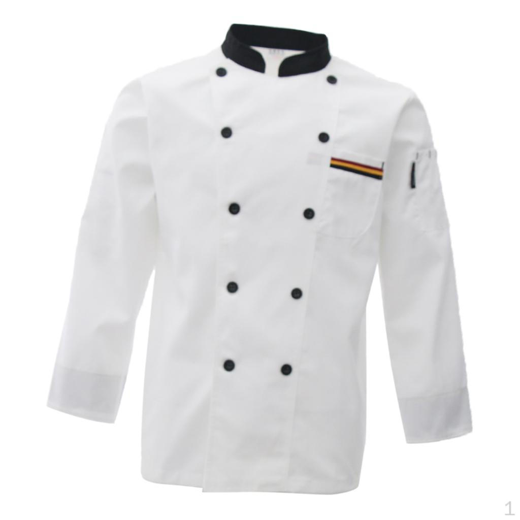 Chef Apparel Double Breasted Uniform Stand Hotel Cook Clothes White