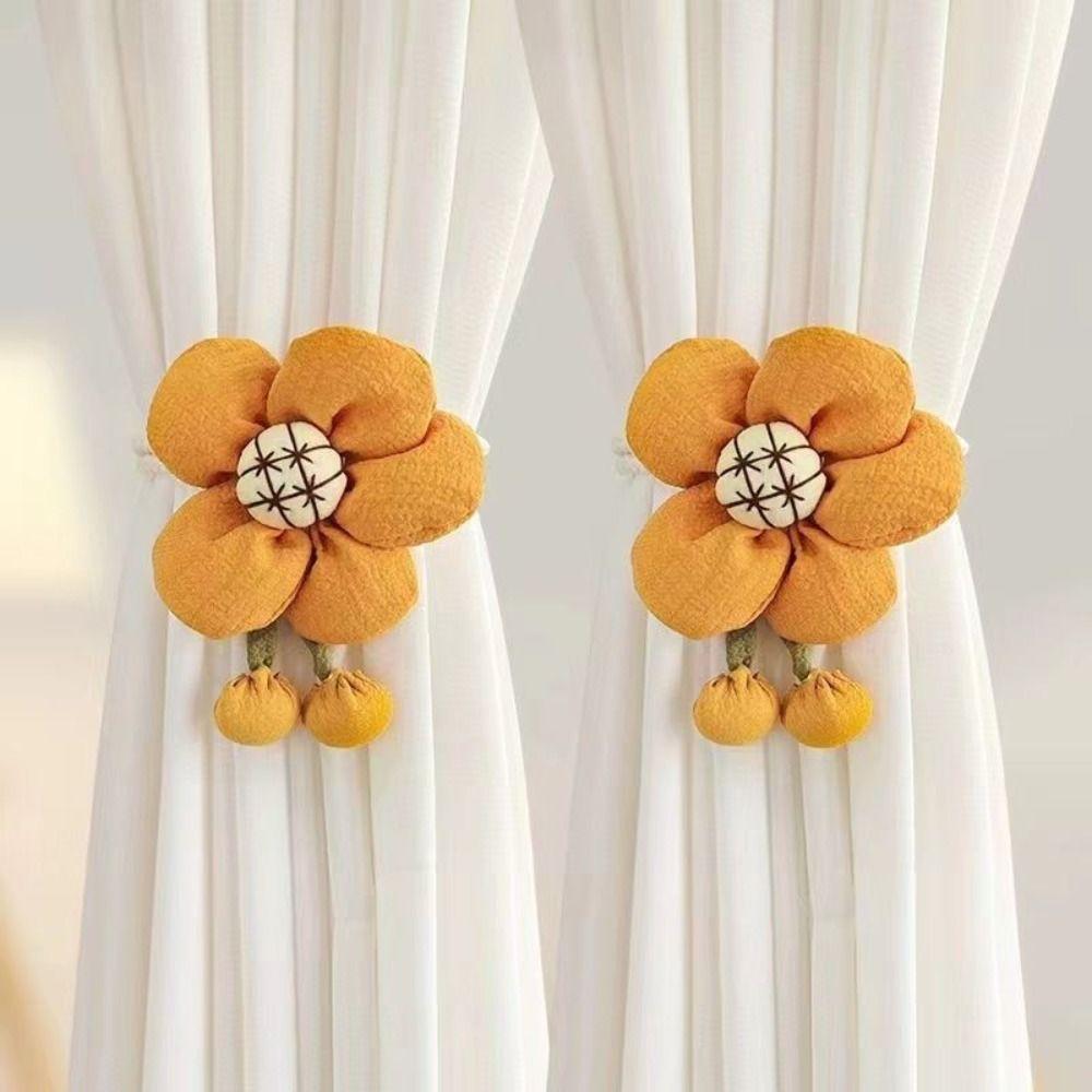 2PCS Curtain Holder Sunflower Curtain Tieback Cute Curtain Buckle Curtains Rope Holder Home Decor