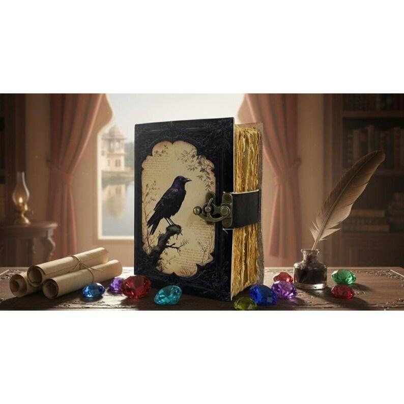Raven Grimoire: Faux Leather Book of Shadows with Lock