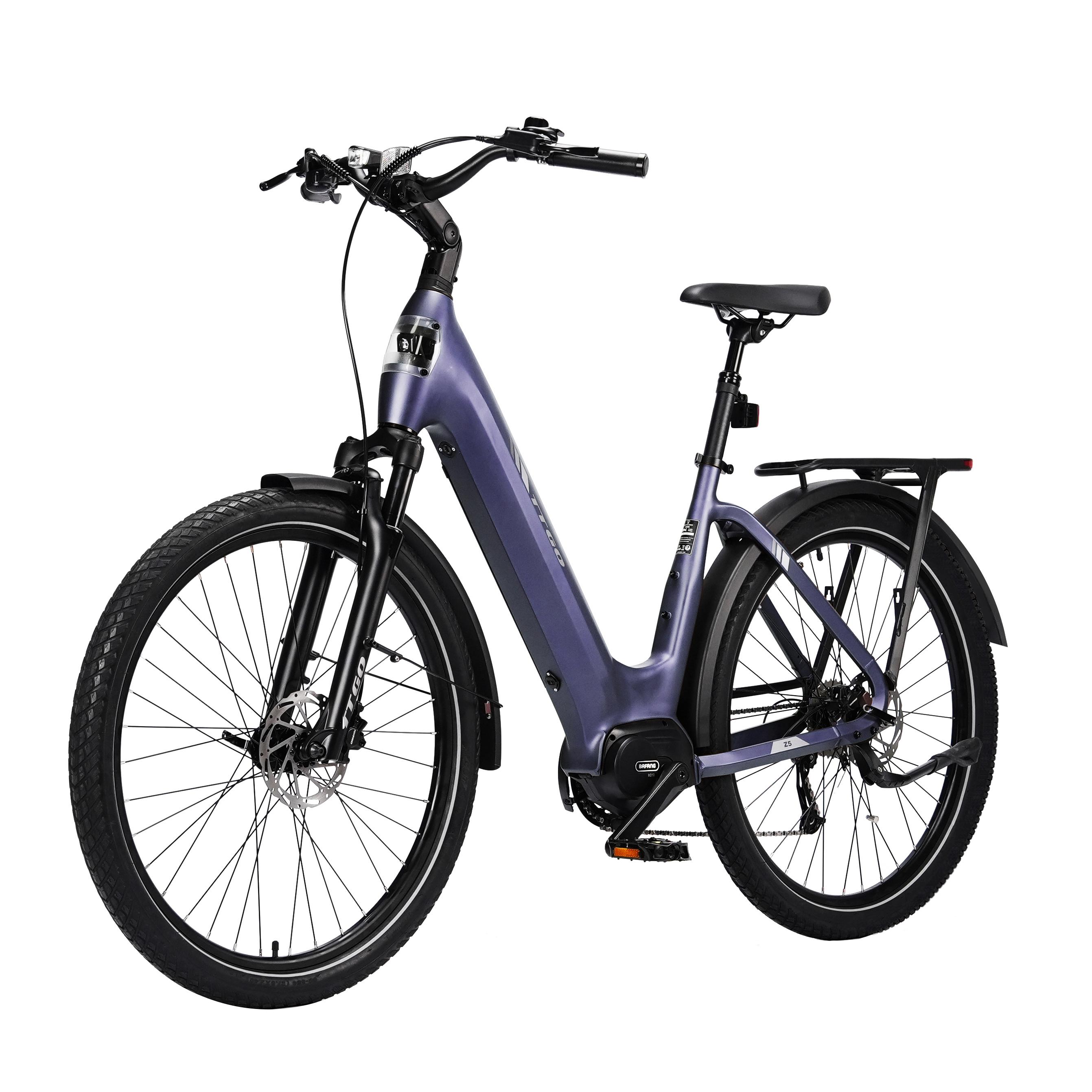 De TTGO Z5 Stads E-bike voor Volwassenen beschikt over een 250W motor 36V 18Ah verborgen afneembare accu 27,5-inch banden hydraulische remmen maximale belasting 125kg
