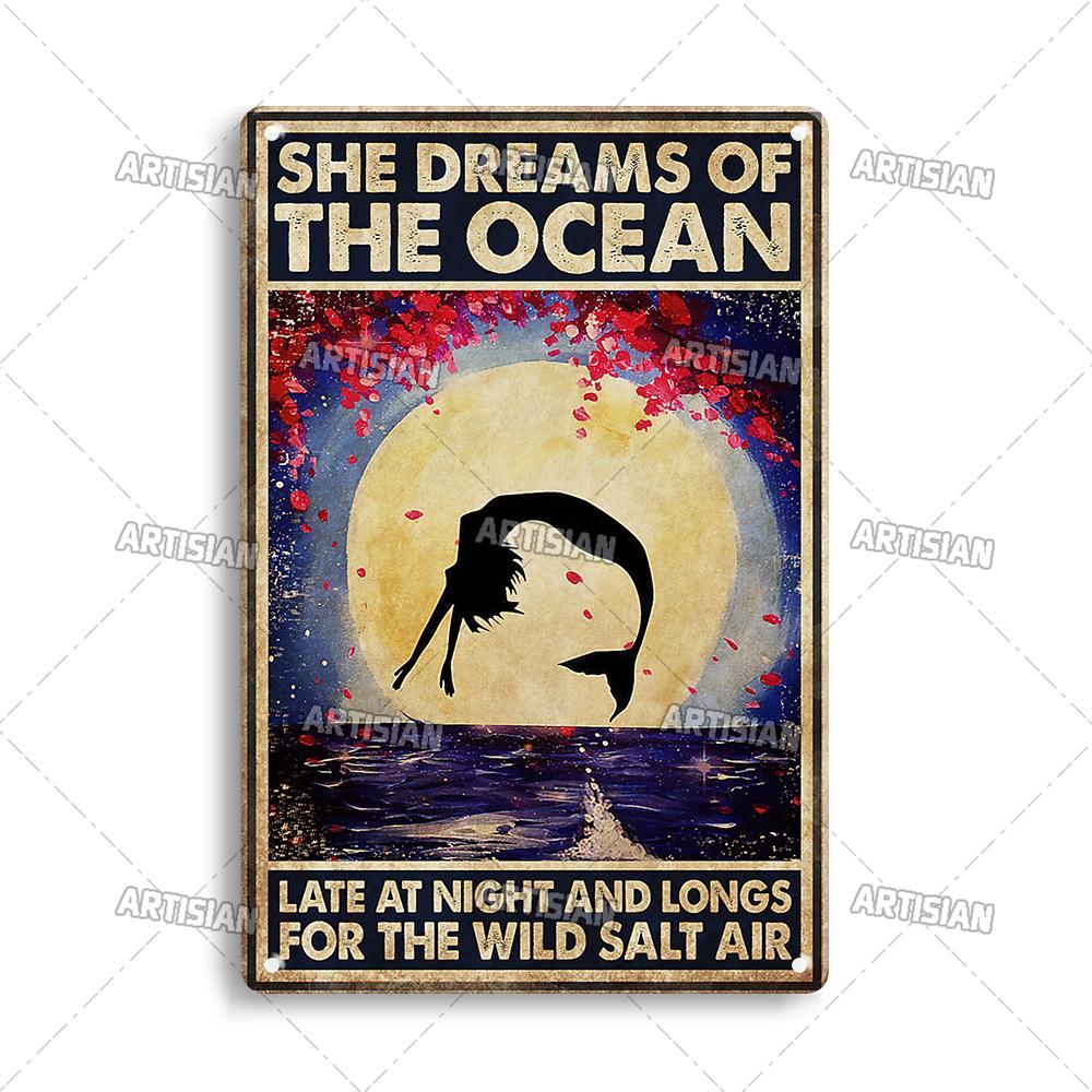Artisian Swimming Metal Poster Diving Tin Sign Sport Decorative Plaque Ocean Wall Decor Garage Bar Pub Club Hotel Cafe Kitchen