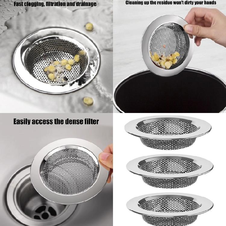 3Pcs Metal Sink Strainer Basket Food Scrap Collector Bathroom Bathtub Drain Strainer Stainless Steels Drain Hair Catcher