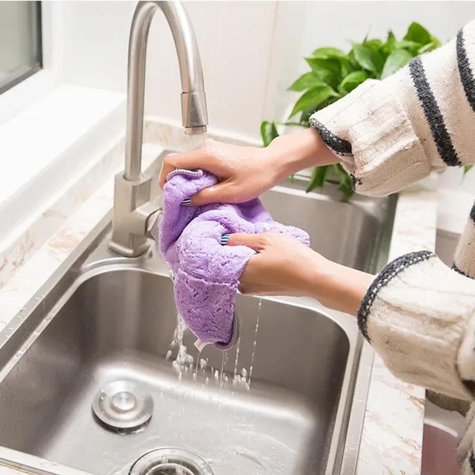 5 Pcs Absorbent Glass Kitchen Cleaning Cloths Rags Table Window Home Kitchen Supplies Household Cleaning Towel Tools