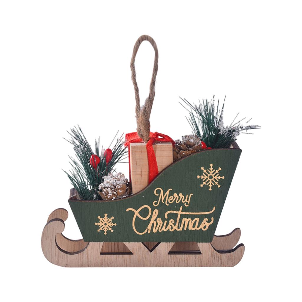 Christmas Supplies Christmas Wooden Sled Christmas Tree Decoration Sled Pendant Atmosphere Christmas Decorations