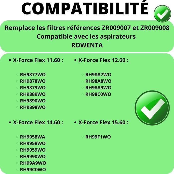 Filter - PHONILLICO - ZR009007/ZR009008 - Set of 4 - Compatible Rowenta X-Force Flex