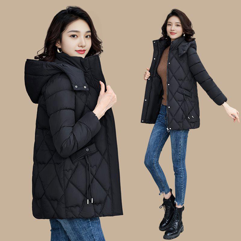 Mom's Winter Cotton Coat: Mid-Length Warm Jacket for Women, Middle-Aged & Elderly