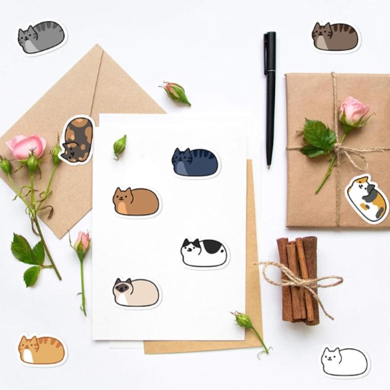 500Pcs Kawaii Cartoon Cat Tuo Tuo Roll Stickers Skateboard Laptop Luggage Skateboard Phone Gift Waterproof Phone Cute Sticker