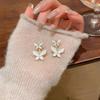 1 Pair Women White Butterfly Stud Earrings Hypoallergenic Lightweight Dual Butterflies Girls Metal Earrings Fashion Jewelry Accessories