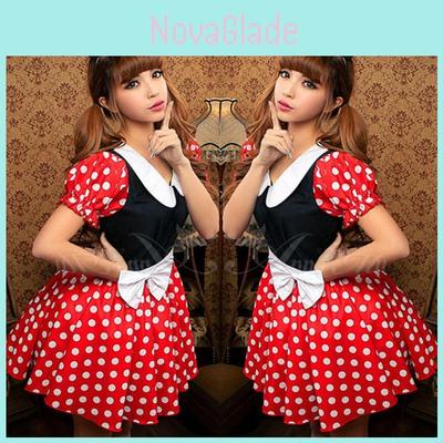 Elegantní sexy dámský kreslený kostým Minnie Mouse s puntíky pro dospělé na Halloween