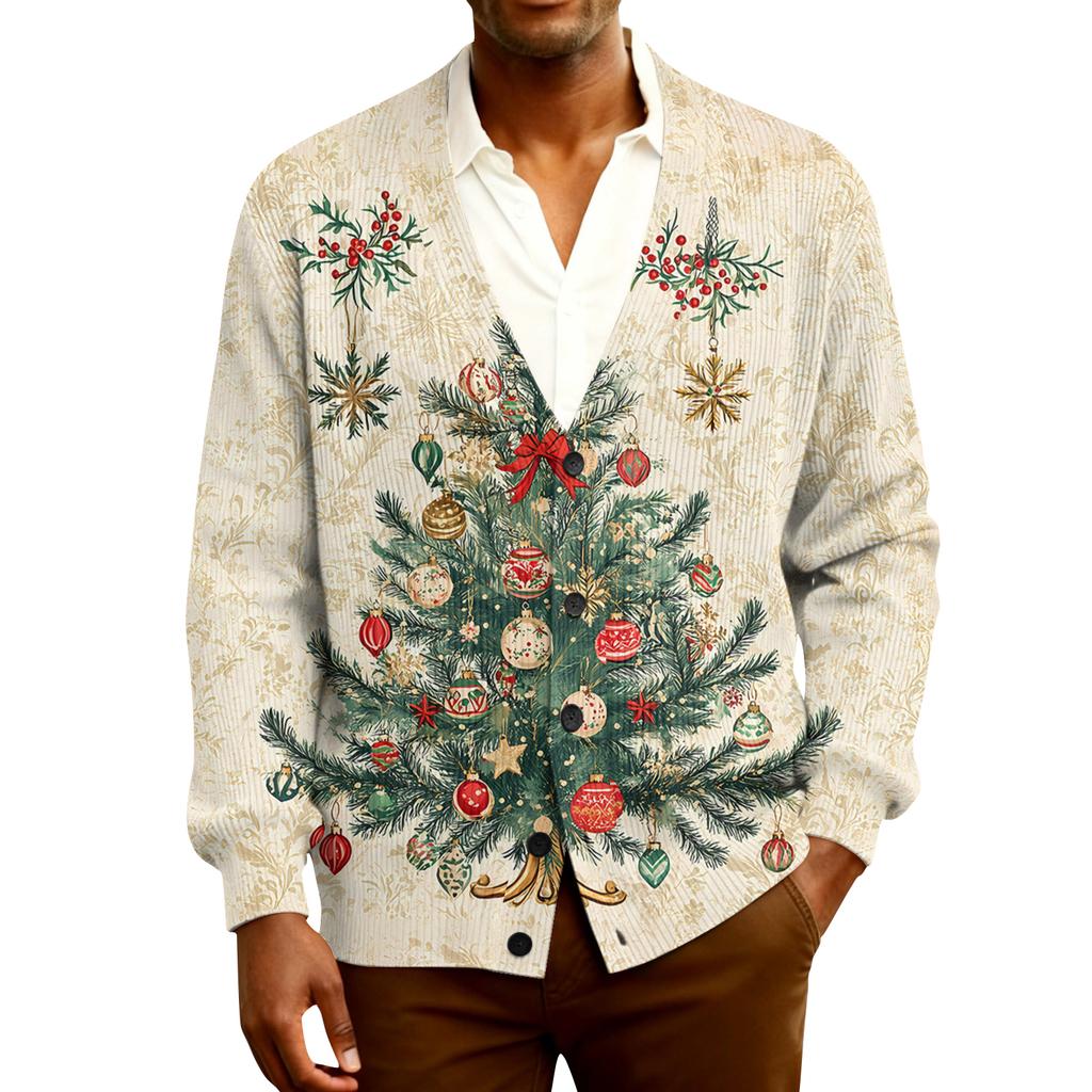 Men's Ribbed Knit Long-Sleeve Cardigan