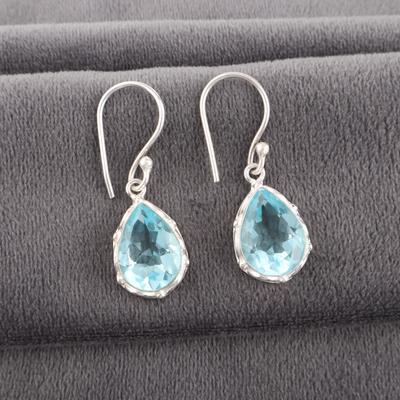 Sky Blue Topaz Gemstone Earrings, Handmade Gorgeous Jewelry, 925 Sterling Silver Jewelry, Bohemian Earrings For Wedding Gift