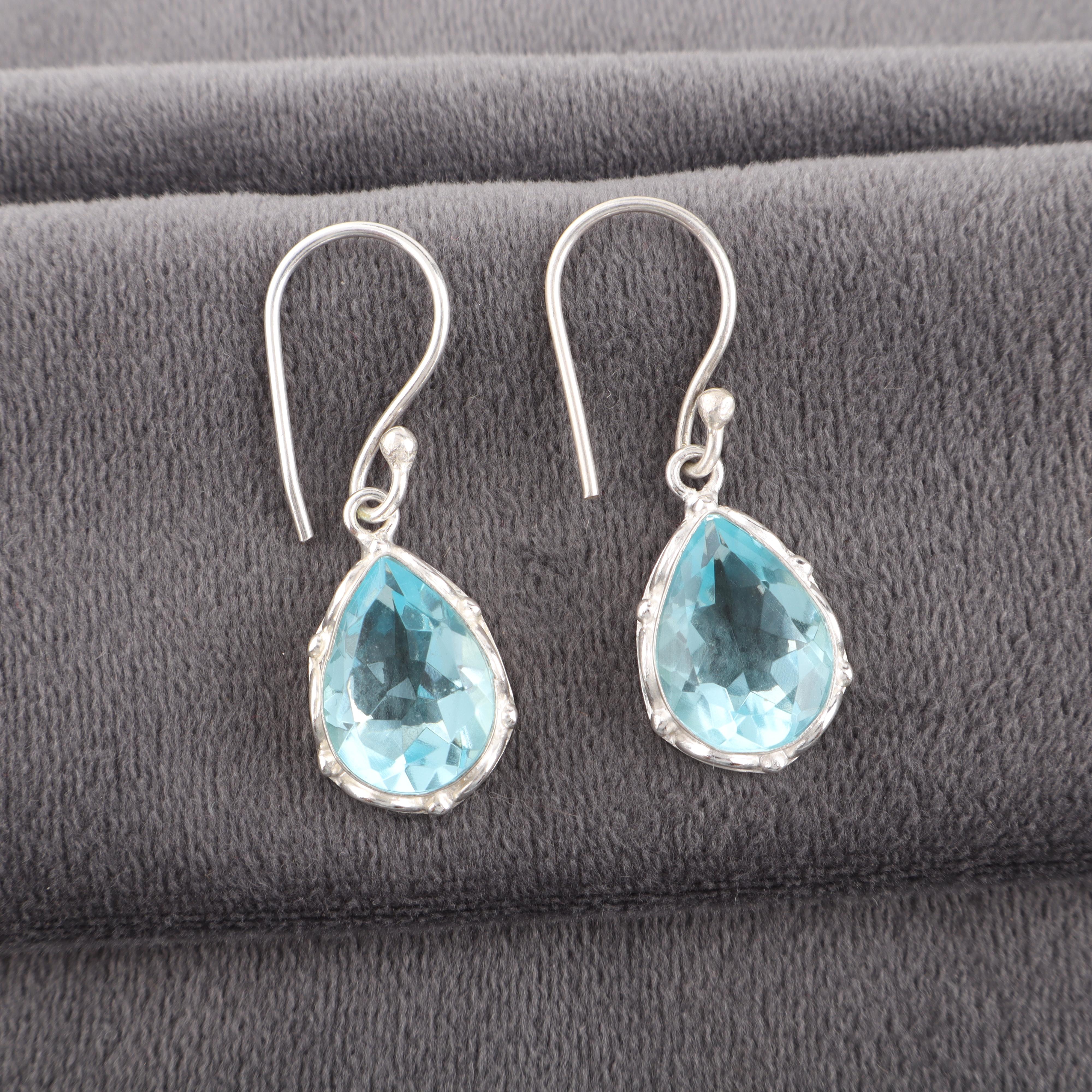 

Серьги с драгоценным камнем Голубой Топаз, Роскошные украшения ручной работы, Ювелирные изделия из стерлингового серебра 925 пробы, Богемные серьги для свадебного подарка 1.30 Inches синий