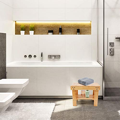 Utoplike Entryway Stool, Stylish Bamboo Step Stool, Entryway Bench, Wooden Shoe Rack, Storage Bench, Storage Chair