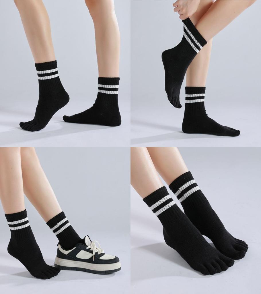WIOIW Women's Five-Toe Socks, Sports Socks, Cotton, Durable, Perfect for Running, Commuting, and School, 3 Pairs