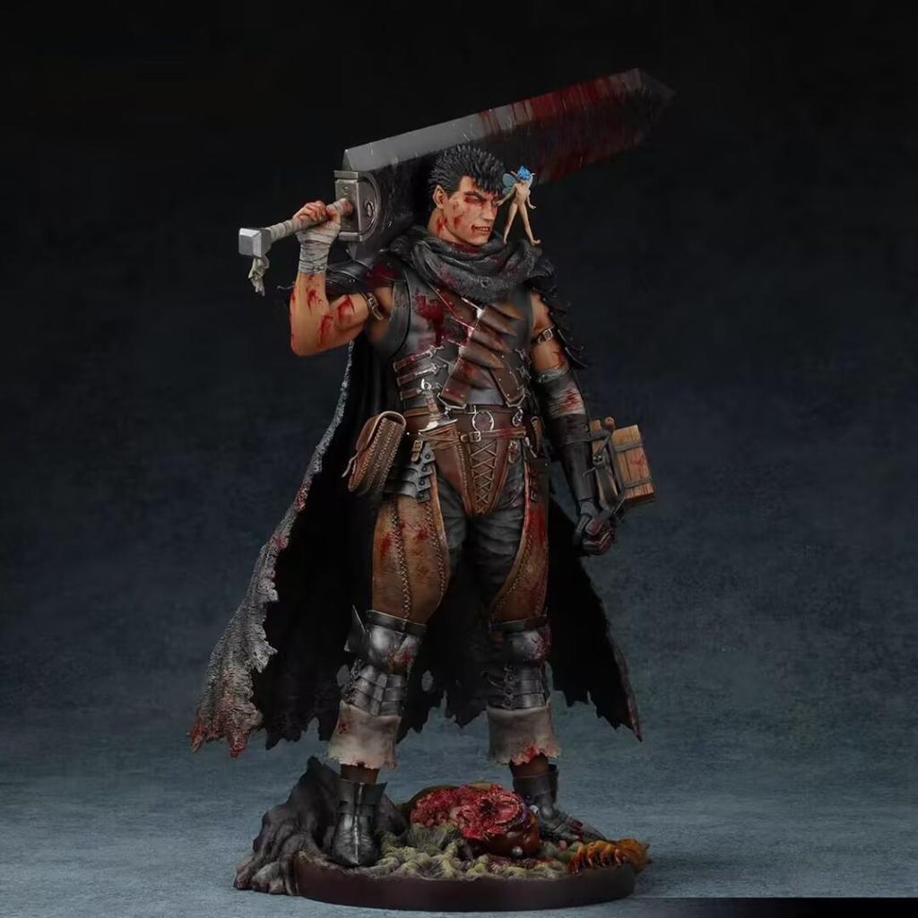 32cm Guts The Black Swordsman Statue Anime Figure Dual Head Sculpts Premium Collectible Model Display with Poseable Articulated Scale Detailed Movable