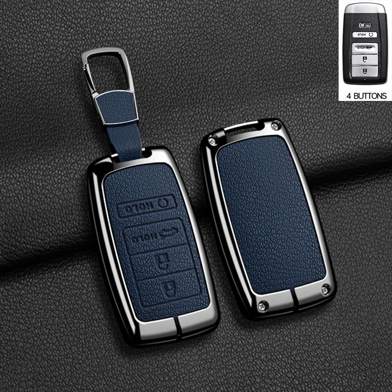 Leather+Metal Car Key Case Cover for Honda Acura RLX MDX CDX TLX-L NSX RDX Shell Fob Holder Auto Shell Fob Protector Accessories