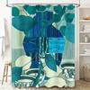 Stilvorhang Blaue Grüne Blätter Modernes Wohnaccessoire Duschpaneele Künstlerischer Fliesen-Backsplash Tapetendesign Badezimmerdekoration