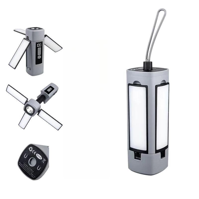 Folding Outdoor Camping Light Portable Rechargeable Hanging Tent Hanging Lantern with Battery Display Emergency Car Outdoor Lamp