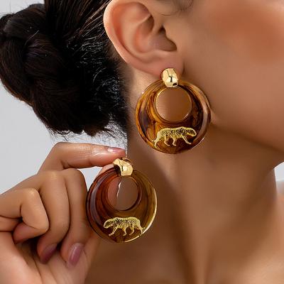Pair of Elegant Leopard Print Dangle Earrings , Perfect for Daily Wear & Parties, All-Season Fashion Accessory