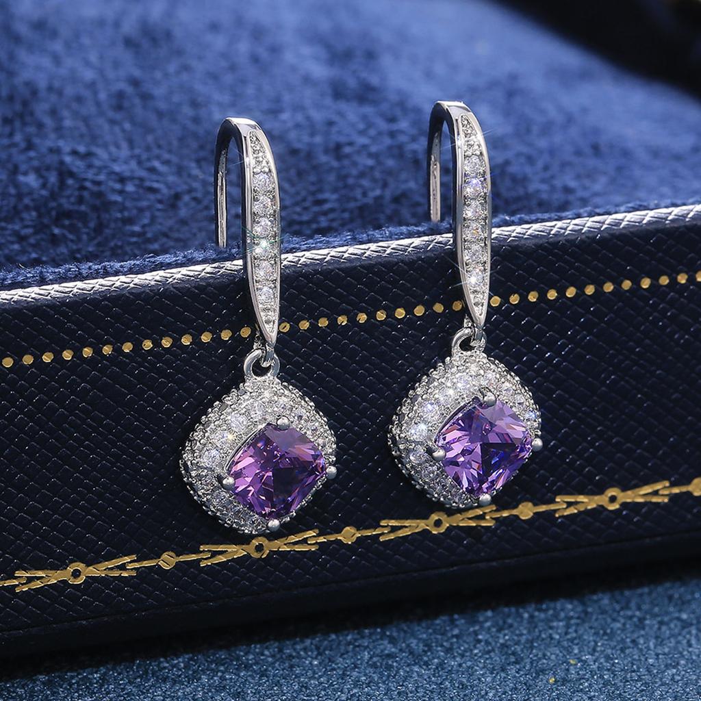 Square Zirconia Earrings Wedding Earrings Ear Jewelry Fashionable Metal Drop Earrings Perfect for Fashionable Women