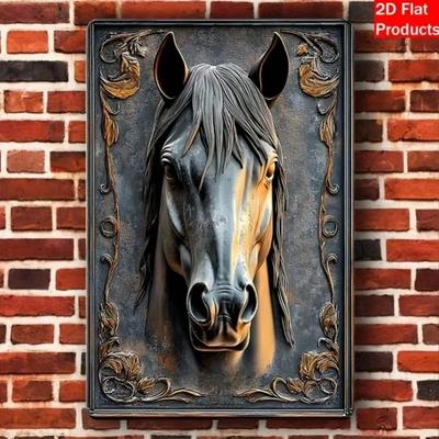 Arte da Parete Contemporanea in Metallo a Forma di Cavallo per Arredamento Ufficio Domestico Placca Decorativa Equestre 2D Moderno Bar Soggiorno Camera da Letto Placca