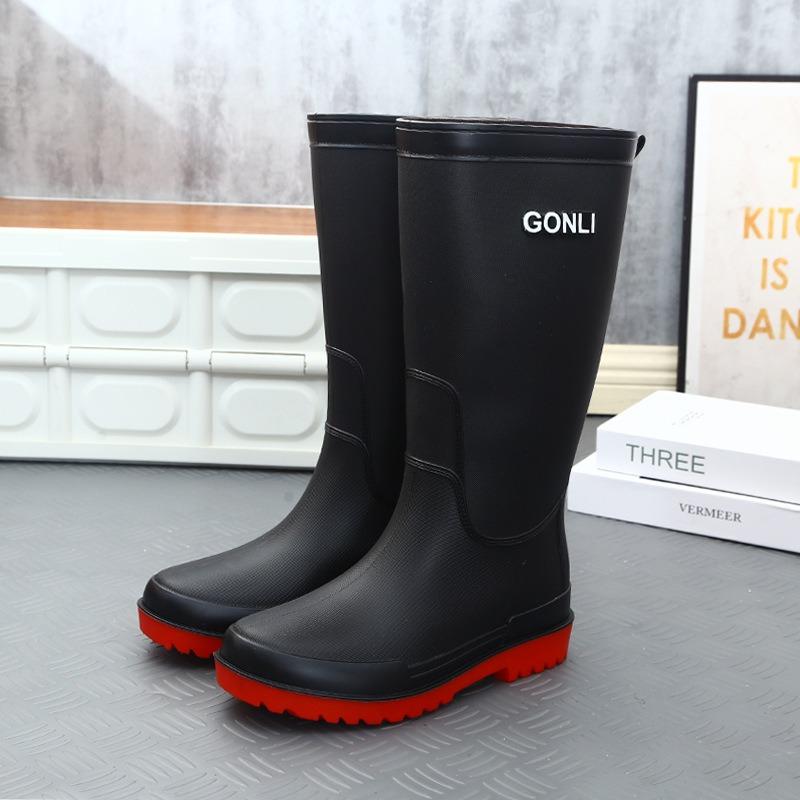 

Мужские дождевые туфли для улицы, высокие, для рыбалки, водонепроницаемые, с утолщенной износостойкой мягкой подошвой, резиновые галоши 44