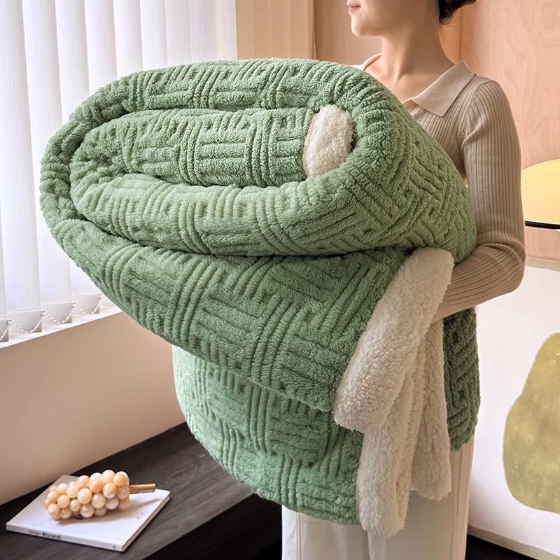 Soft Jacquard Lambswool Cotton Fleece Blanket for Autumn/Winter