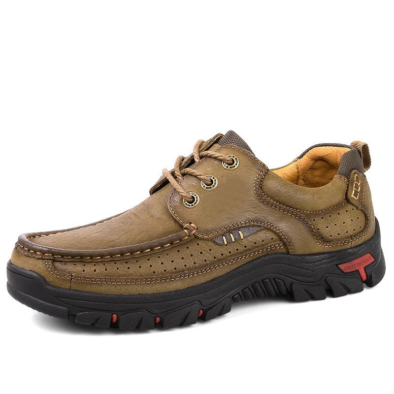 Fashion Genuine Leather Mens Shoes Fashion Handmade Work Lace-up Flats Shoes Male Sneakers Comfortable Business Walking Shoes 38-46