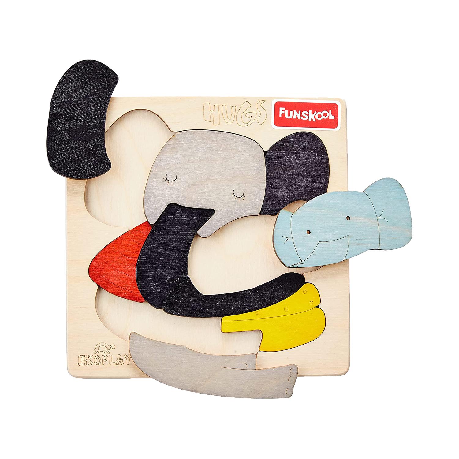 

Деревянные пазлы EKOPLAY Hugs Elephant для детей, образовательный пазл из 9 предметов