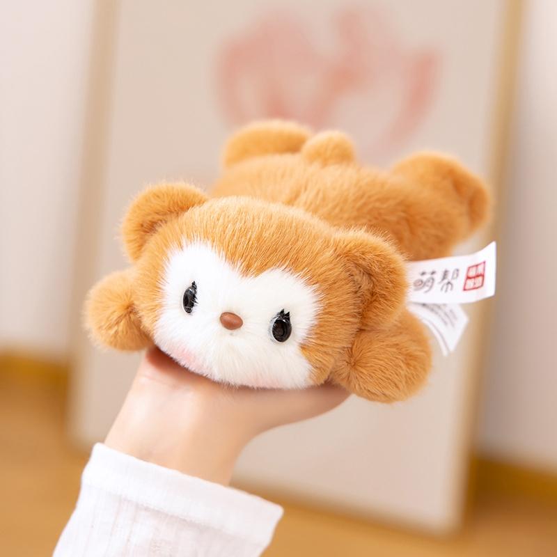 6 Styles Cuddly Lying Prone Cartoon Animal Plush Toys Soft Fluffy Panda Dog Bear Doll Lovely Desktop Pets Kawaii Gift To Girls