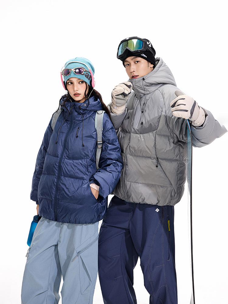 ACU Men's Japanese-Style Outdoor Windproof Down Jacket: Warm, Oversized, Hooded, Nylon, Solid Color.