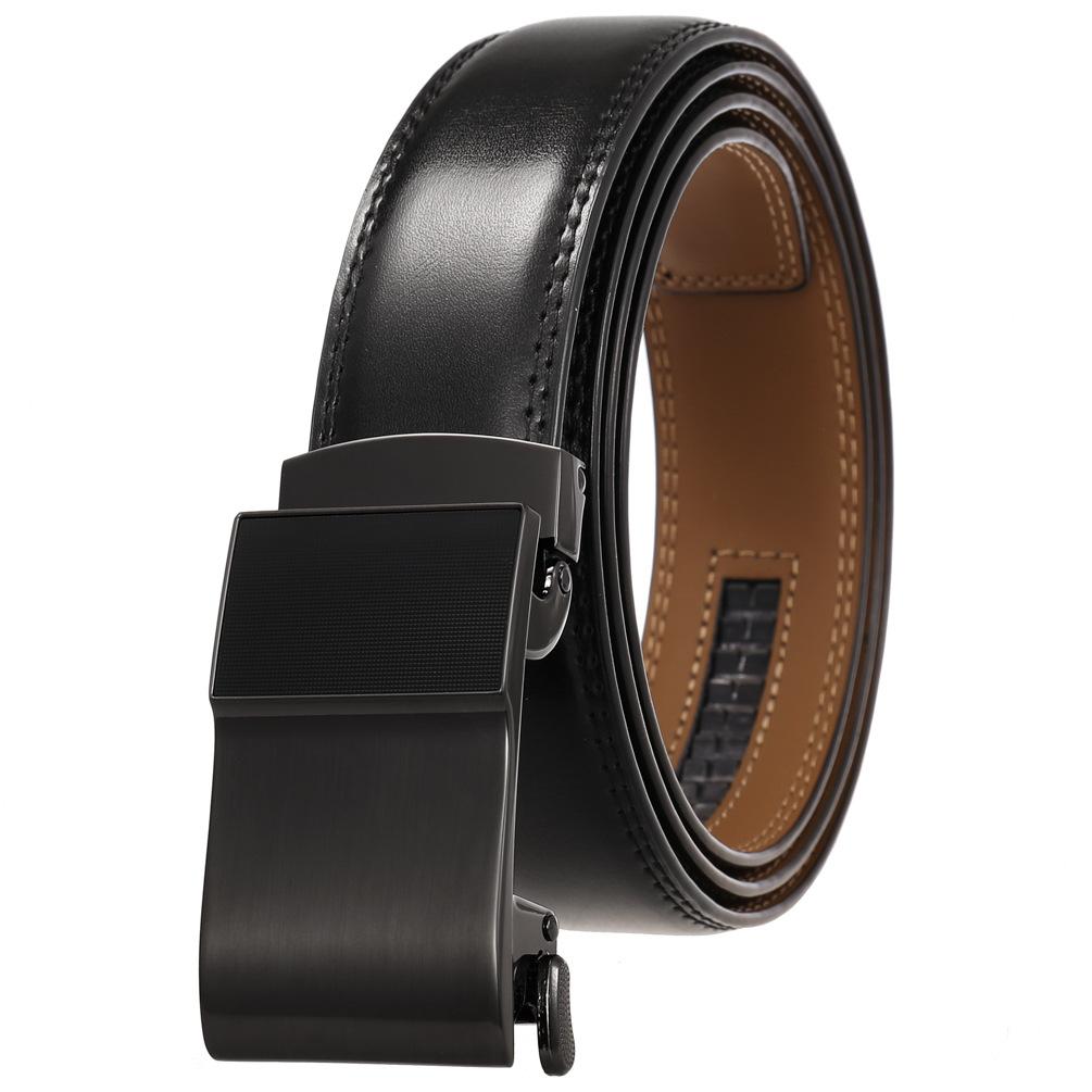 Men'S Clothing Accessories Casual Belt, Alloy Automatic Buckle Two-Layer Cowhide Belt Ly36-24974-1