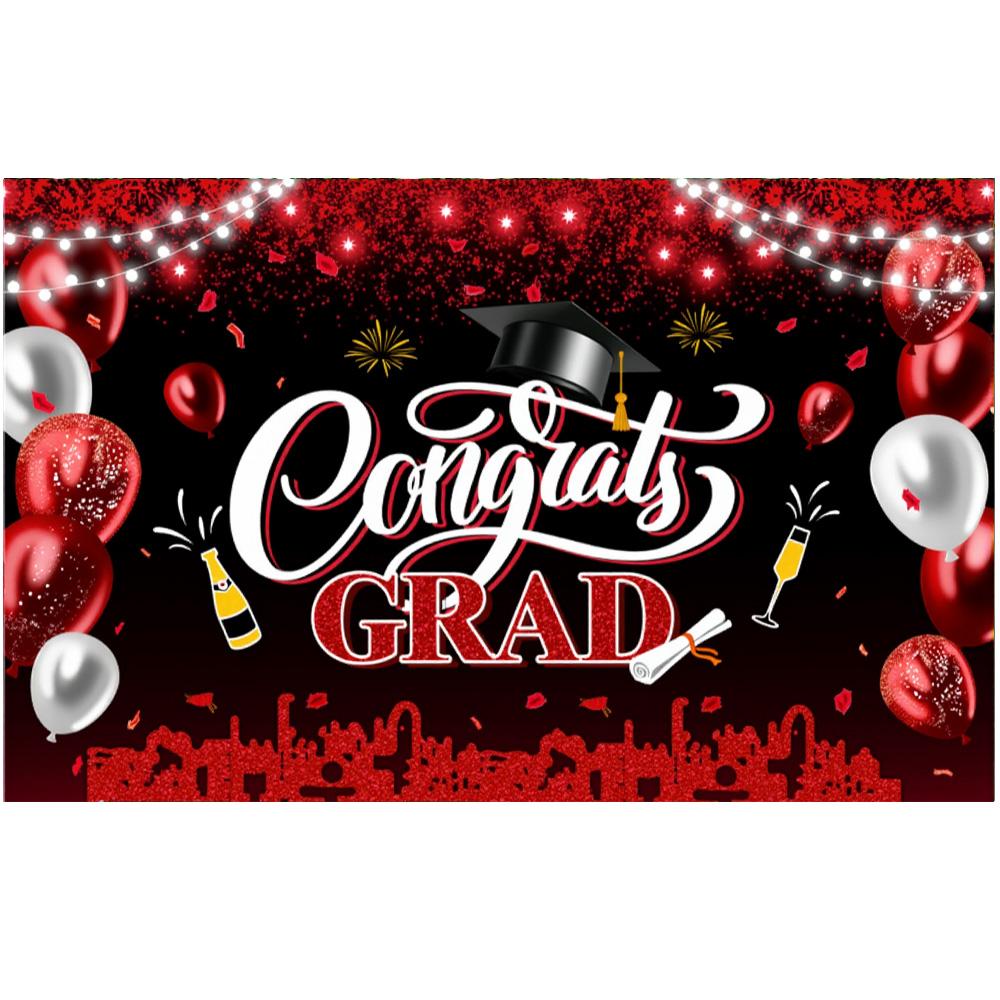 Graduation Decoration Gold Blue Bachelor Cap Glitter Balloon Background Decoration Congrats Grad Graduation Class Party Backdrop