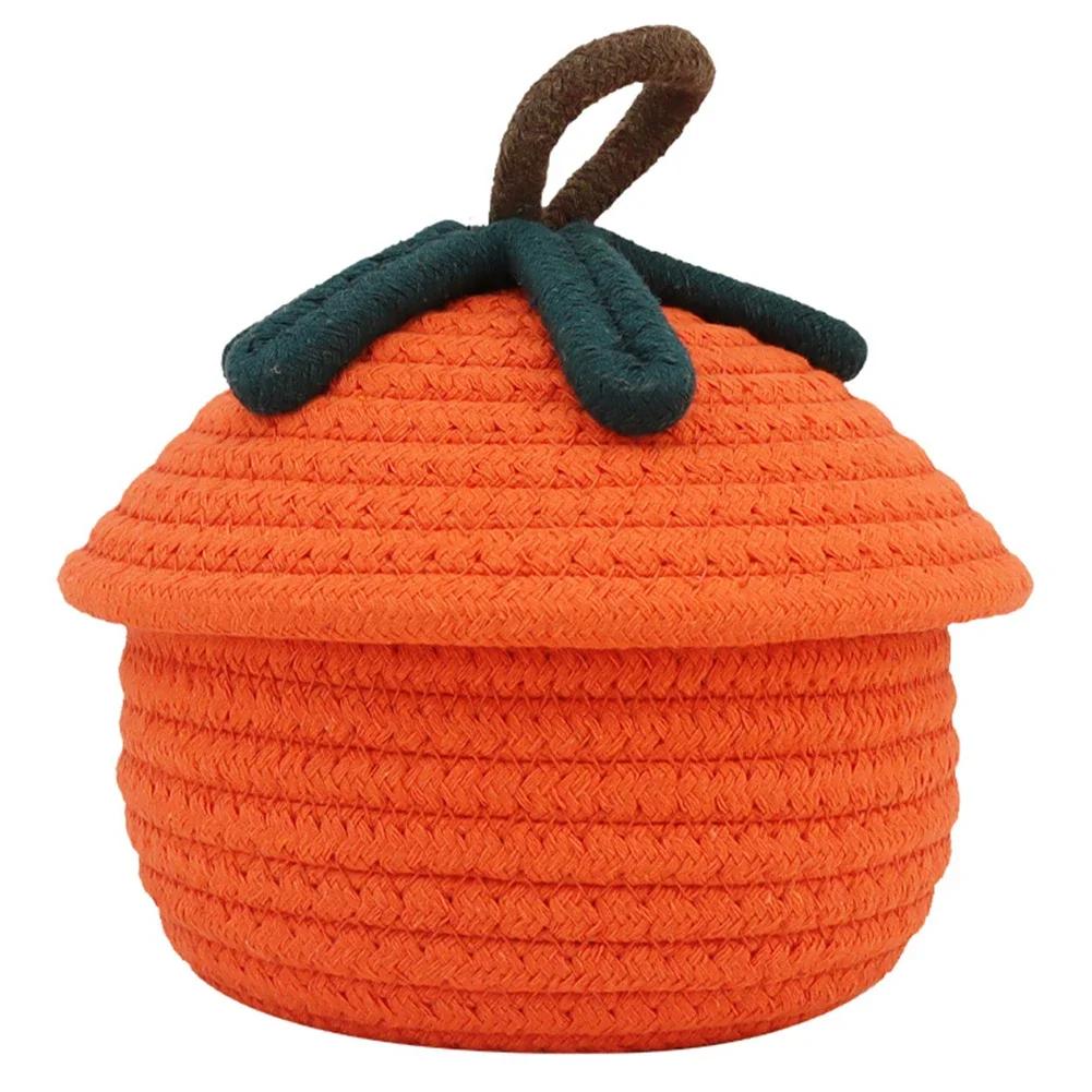 Halloween knitted pumpkin basket with lid pumpkin gift basket multi-functional decorative candy basket for candies snacks 2140₽