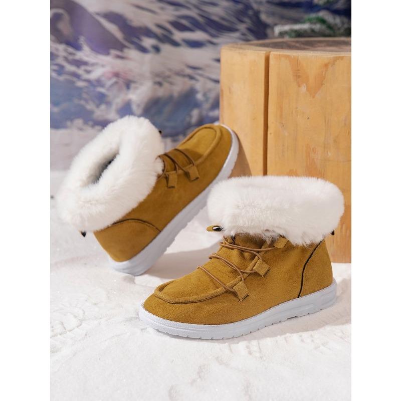 

Large size elastic buckle snow boots new round toe furry high-top warm cotton shoes for autumn and winter 36