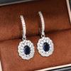 925 Sterling Silver Drop Earrings Blue CZ Inlay Fashion Jewelry Dangle Earrings for Ladies Party Wedding Anniversary