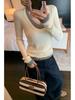 American-Style Color Block Knitted Sweater: 'Ten Miles of Peach Blossoms' Slimming Autumn Top for Women