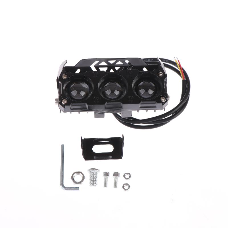 Motosiklet Led Spot Işığı Çift Renkli Hi/Low Far Sis Lambaları Araba Kamyon Suv Utv İçin Mini Lens Far Sürüş Işığı