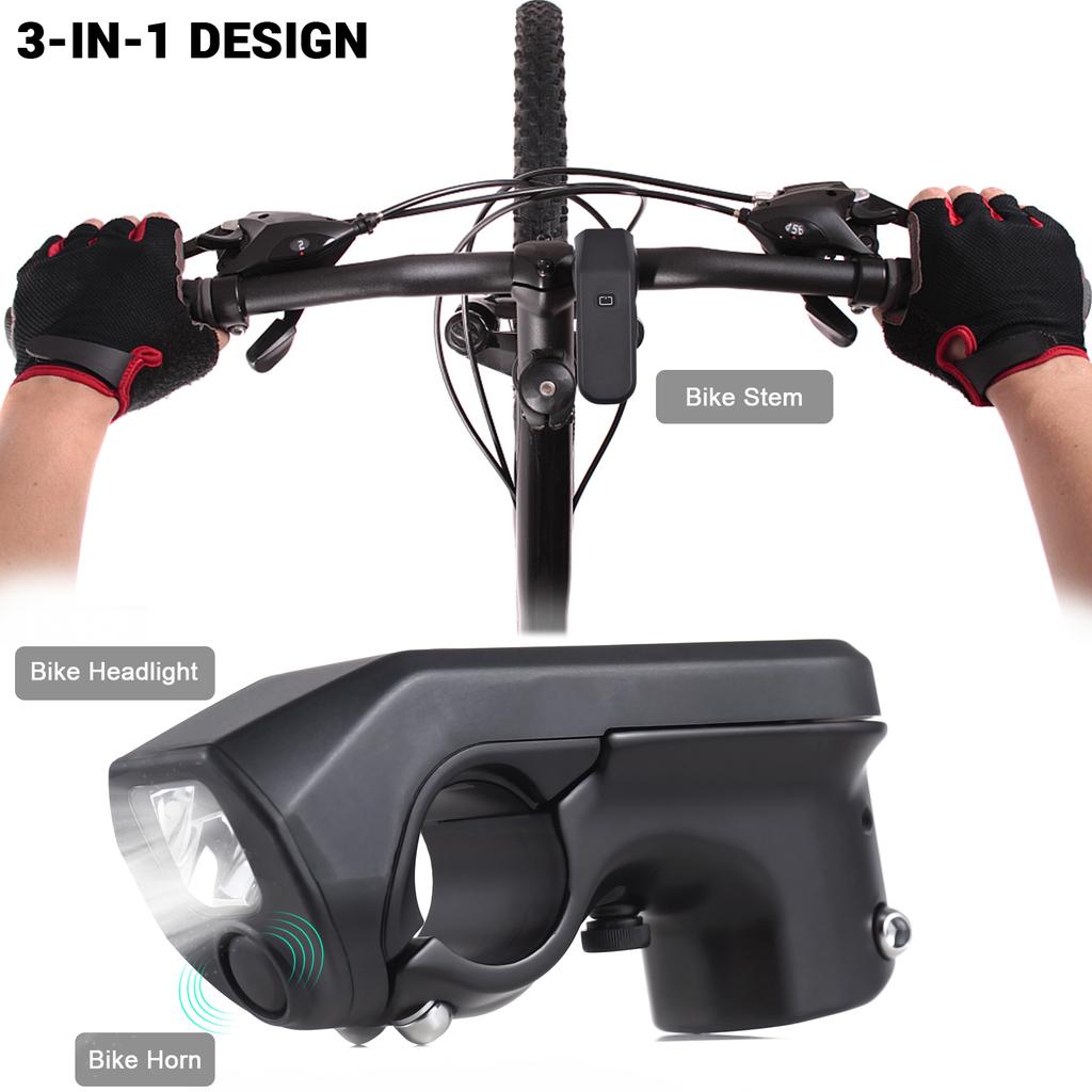 Bike Stem 3-in-1 USB Rechargeable Bicycle Handlebar Stem