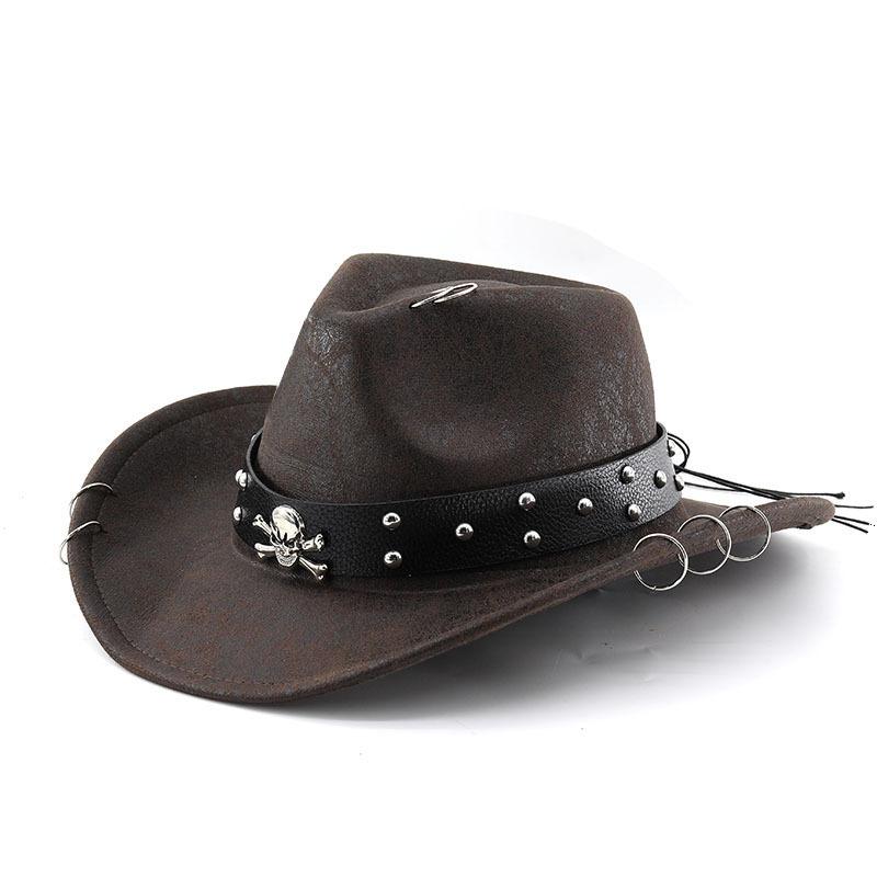 Pălărie Nouă Western Cowboy Vintage din Piele Ecologică pentru Bărbați Pălării Jazz Gentleman Pălărie Panama Cowgirl Sombrero Hombre