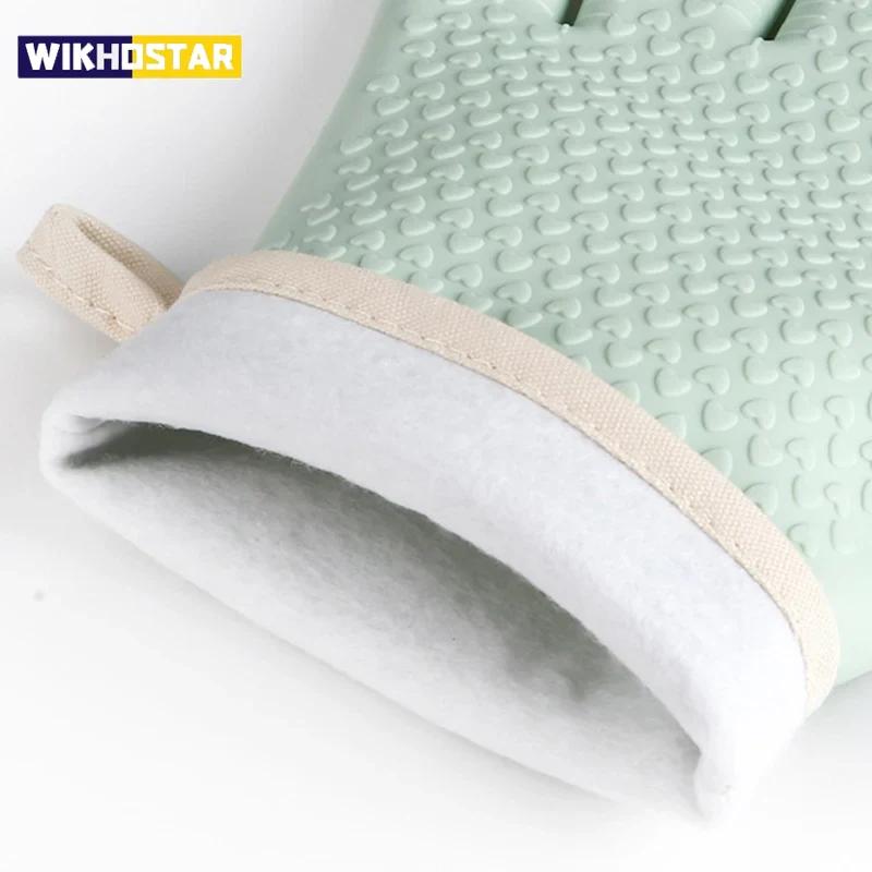 Anti-scald Thickened Silicone Gloves Heat Resistant Microwave  Oven Baking Gloves BBQ Gloves Anti-slip Heat Insulation Mitts