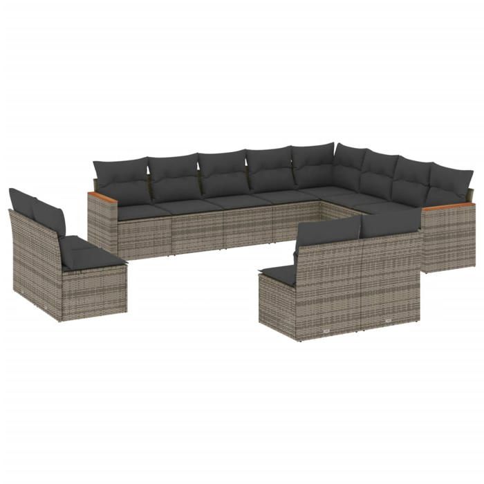 VidaXL Garden Lounge Set with Cushions 12 Pcs, Patio Sofas, Patio Furniture Set, Outdoor Furniture, Grey 3226473