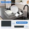 Adjustable Sink Dish Drying Rack Carbon Steel Tableware Rack with Nonslip Rubber Arm and Utensil Holder Kitchen Fruit Drainer