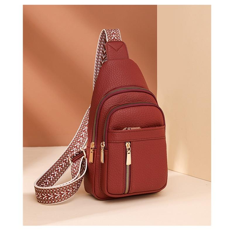 Die neue Damen PU Brusttasche Einfach und leicht, Mehrfachteiliges lässiges Messenger Bag, Einfarbige Allround-Umhängetasche