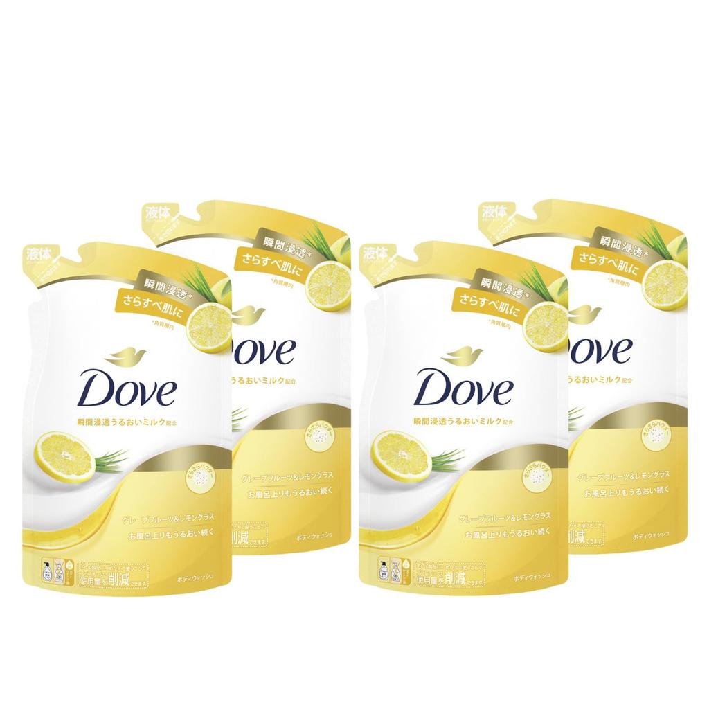 Dove Körperseife Grapefruit-Zitronengras Nachfüllpackung 330 g x 4 Stück & (Duschgel)