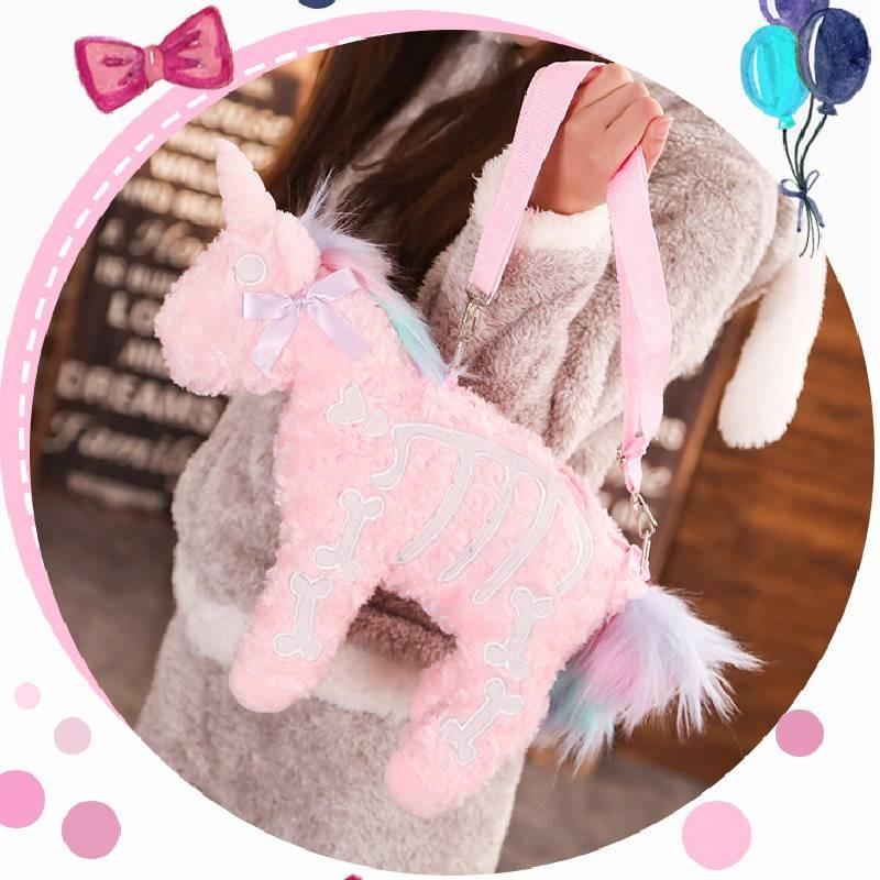 Unicorn Cute Plushie Shoulder Bag Makeup Storage Backpack Girls Angelic Gift
