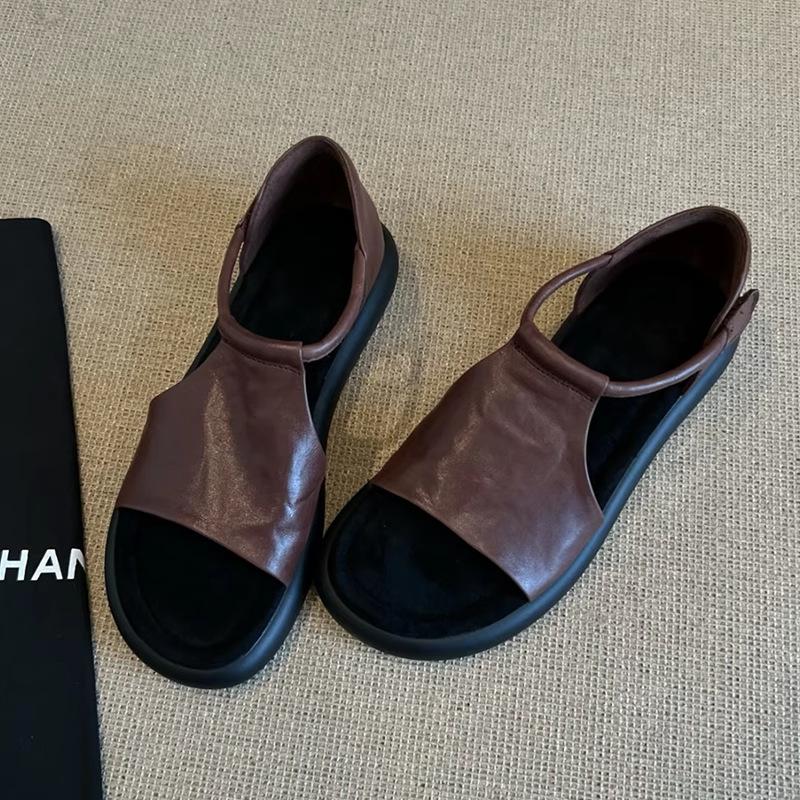 High Quality Cowhide Women's Sandals Fashion Casual Leather Sandals Summer Open-toe Roman Sandals for Women Comfort Flat Sandal