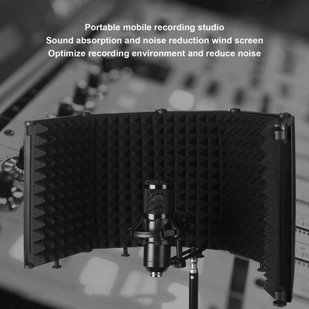 Jeffergarden Reflection Filter Microphone Shield Foldable Soundproof Room Sound Absorbing Material Recording Broadcasting Soundproof Box Desktop Setup
