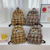 Schoolbag retro plaid backpack college student casual backpack women's plaid backpack student schoolbag large capacity backpack