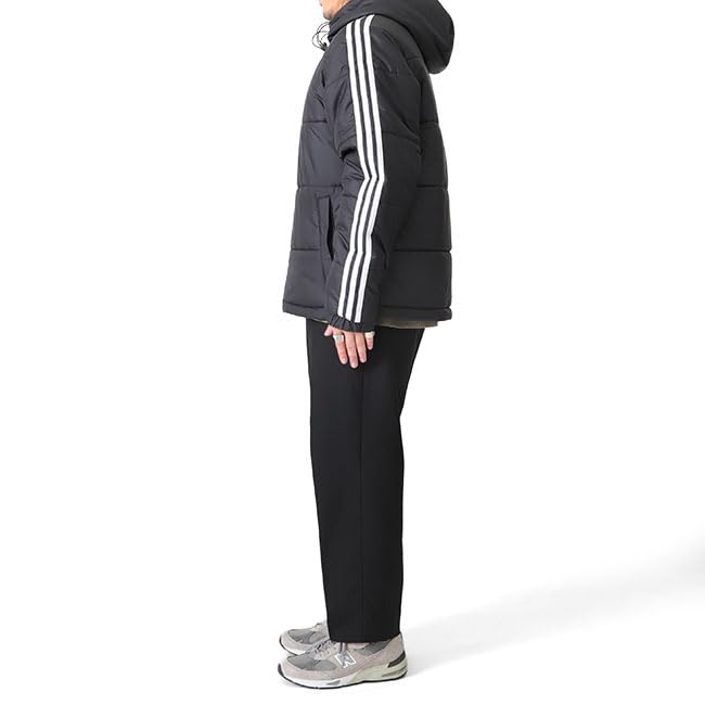 adidas Originals Adicolor Trefoil Logo Reversible Hooded Down Jacket HZ0690, Black, Padded, Men's [L-Black-Green (HZ0690)]